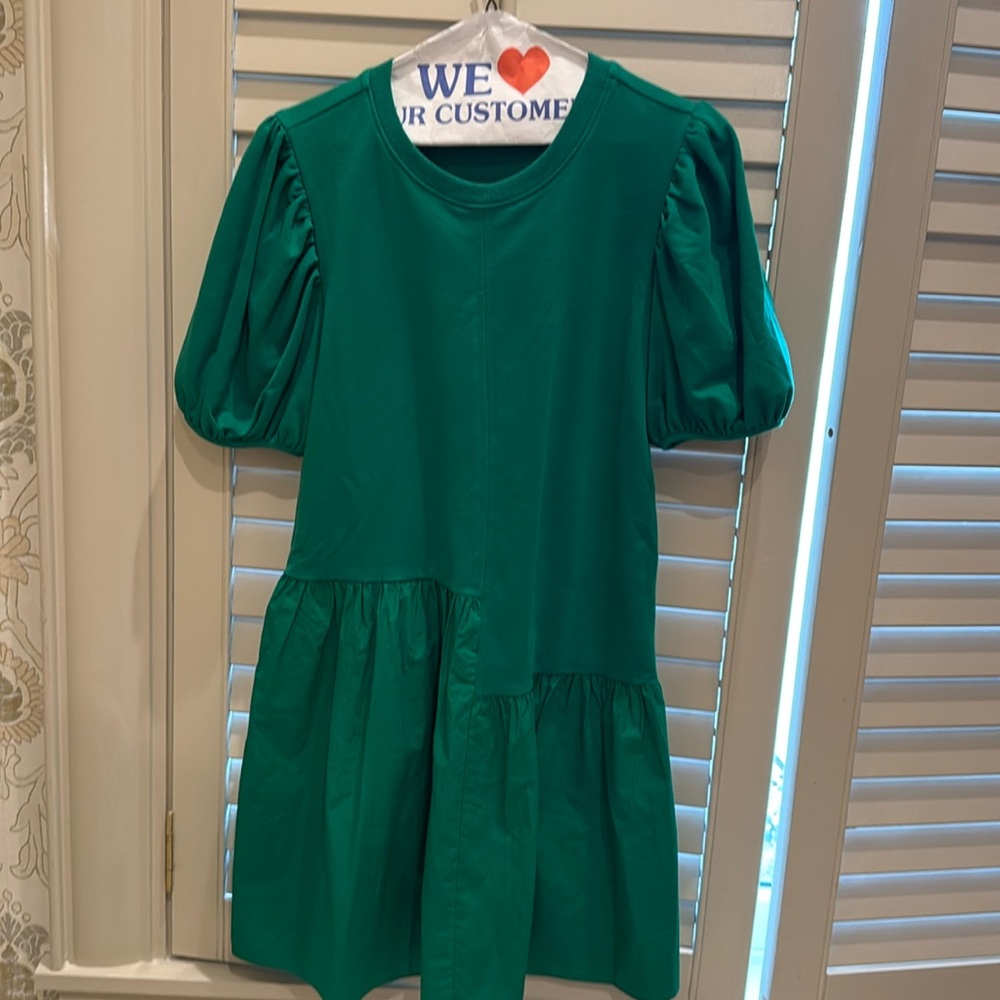 Previous English factory green geometric dress XS